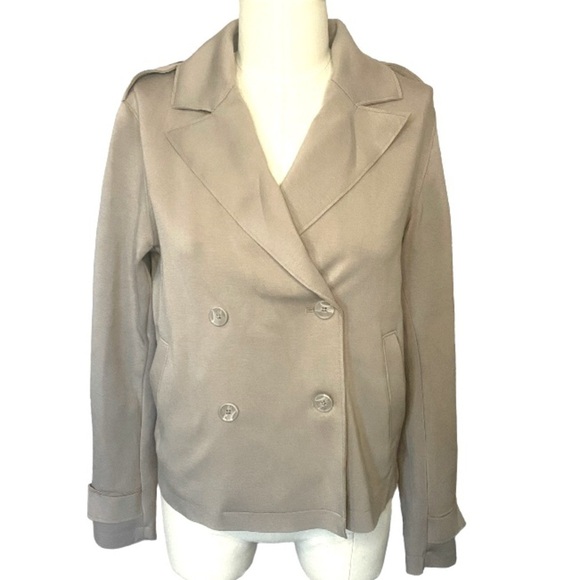 Joie Tan Gray Double Breasted Peacoat Moto Jacket Small S - Picture 1 of 9